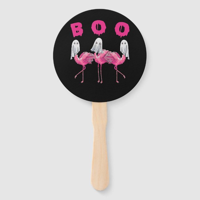 Flamingo | Ghost Flamingo Boo Halloween Costume Hand Fan (Front)