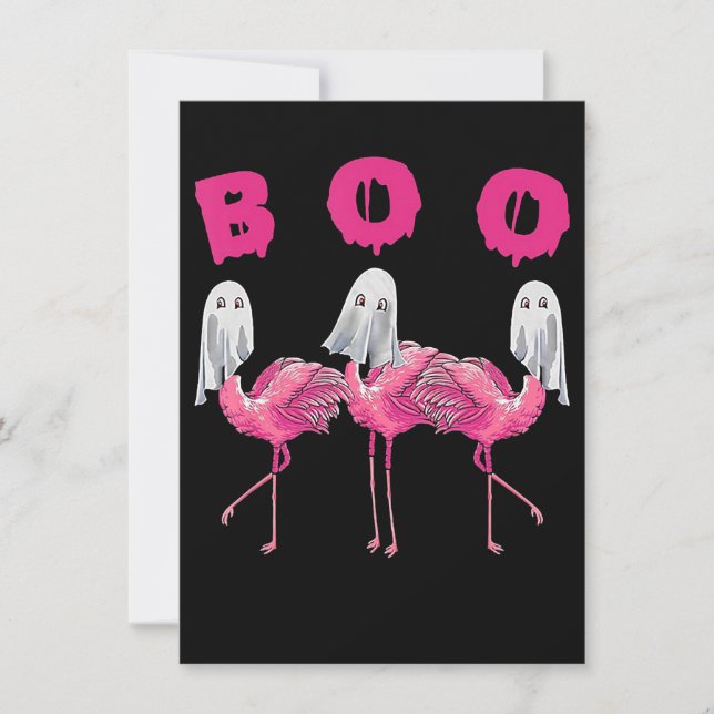 Flamingo | Ghost Flamingo Boo Halloween Costume Invitation (Front)