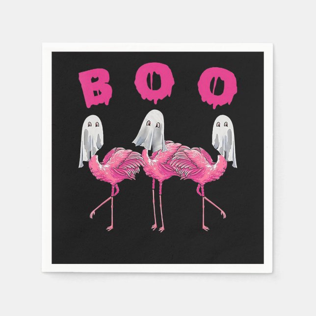 Flamingo | Ghost Flamingo Boo Halloween Costume Napkins (Front)