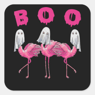 Flamingo Ghost Flamingo Boo Halloween Costume Square Sticker