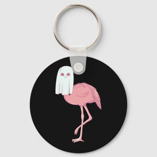 Flamingo Ghost Flamingoween Halloween Party Keychain