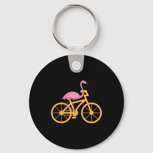 Flamingo gift bike cyclist  keychain