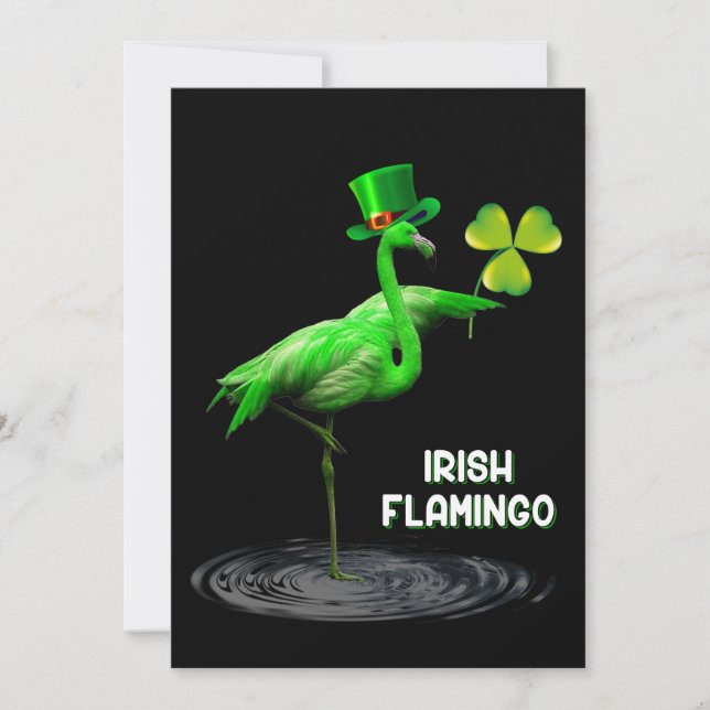 Flamingo Gift | Irish Flamingo Green Holiday Card (Front)