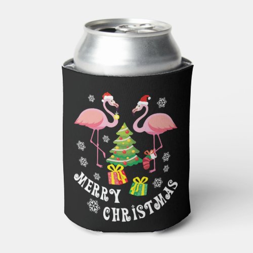 Flamingo Gift Merry Christmas Pink Bird Super Can Cooler