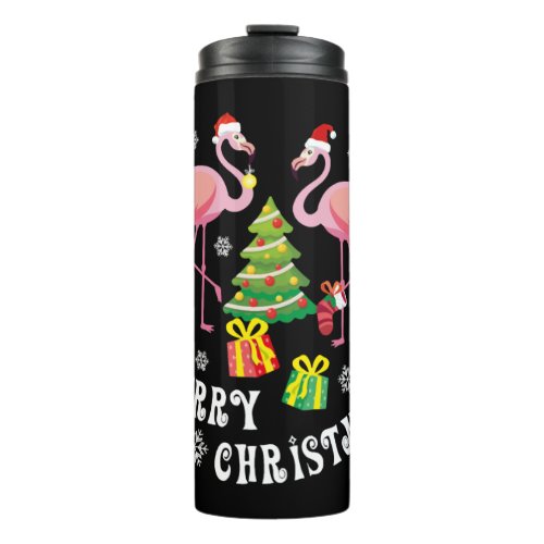 Flamingo Gift Merry Christmas Pink Bird Super Thermal Tumbler