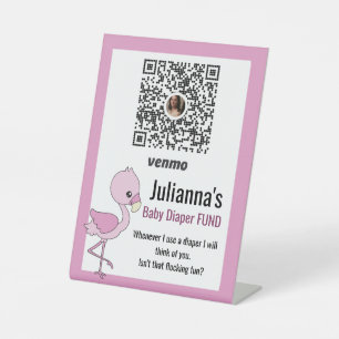 Flamingo Girl Baby Shower Ideas Pedestal Sign