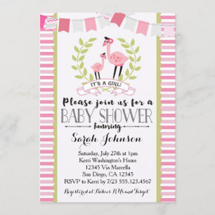 Flamingo Girl Baby Shower Invitation