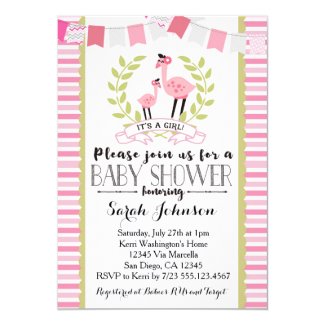 Flamingo Girl Baby Shower Invitation