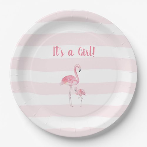 Flamingo Girl baby shower Paper Plates