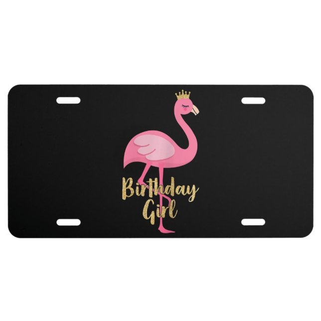 Flamingo Girl Birthday Costume Gifts License Plate (Front)