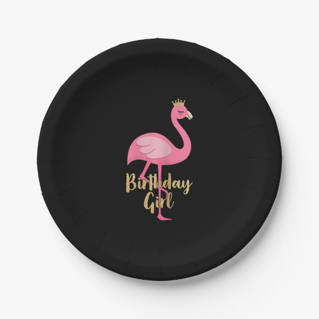 Flamingo Girl Birthday Costume Gifts Paper Plates (Front)