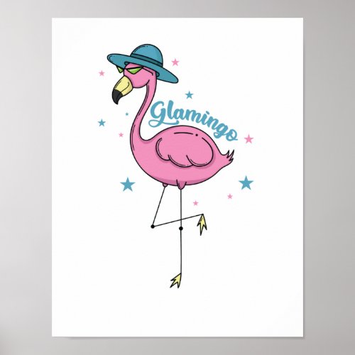 Flamingo Glamingo auf einem Bein Poster