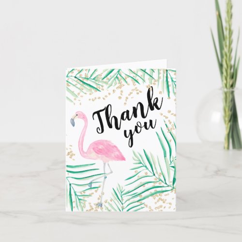 Flamingo gold glitter watercolor thank you shower