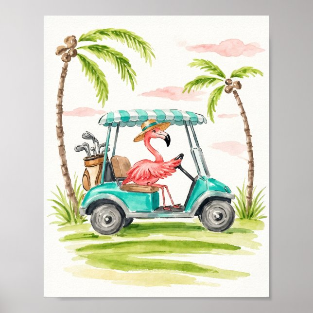 Flamingo Golf Watercolor Art Print (Front)