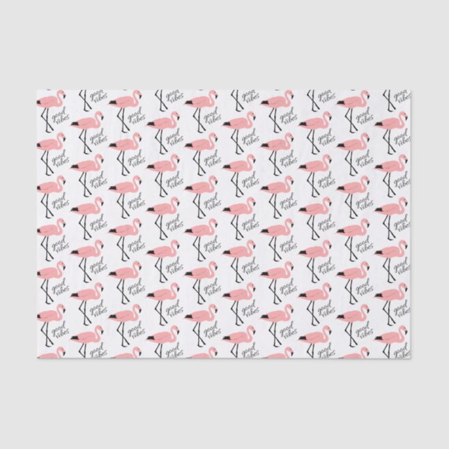 Flamingo Good Vibes Pink Black Cute Tissue Paper (Front)
