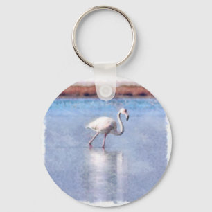Flamingo Grace And Beauty Watercolor Keychain