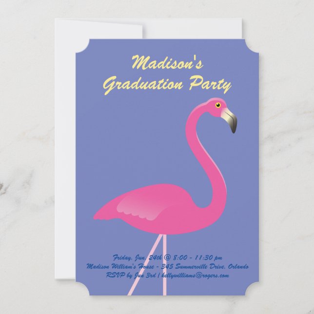 Flamingo Graduation Party - Purple Invitation (Front)