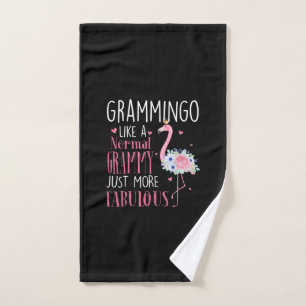 Flamingo Grammingo Like A Normal Grammy Gift Funny Hand Towel