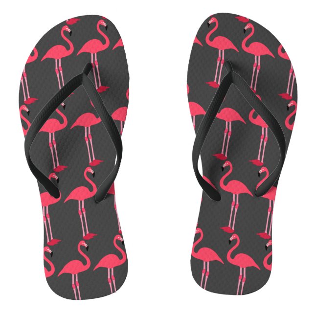 Flamingo Gray Black Flip Flops (Footbed)