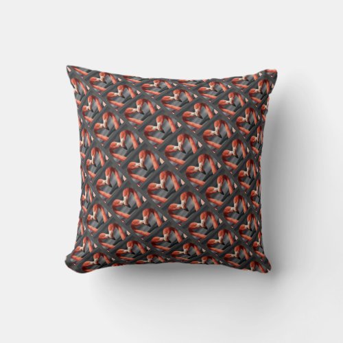 FLAMINGO Gray Coral Geometric Throw Pillow