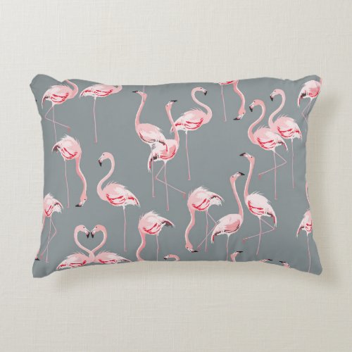 Flamingo Grey Vintage Seamless Pattern Accent Pillow