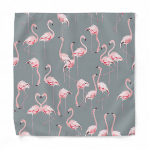 Flamingo Grey: Vintage Seamless Pattern. Bandana