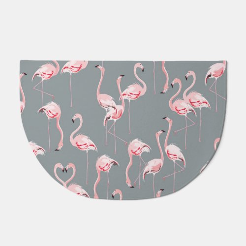Flamingo Grey Vintage Seamless Pattern Doormat