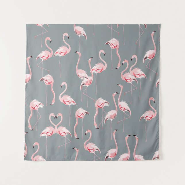Flamingo Grey: Vintage Seamless Pattern. Tapestry (Front)