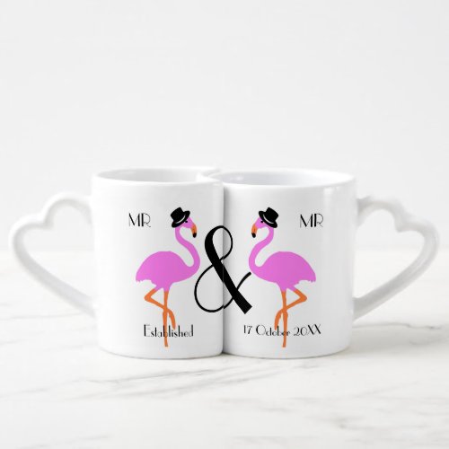 Flamingo Grooms Mr  Mr Personalized Wedding Coffee Mug Set