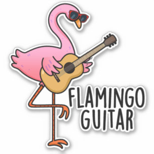 Flamingo Guitar Funny Music Pun  Sticker