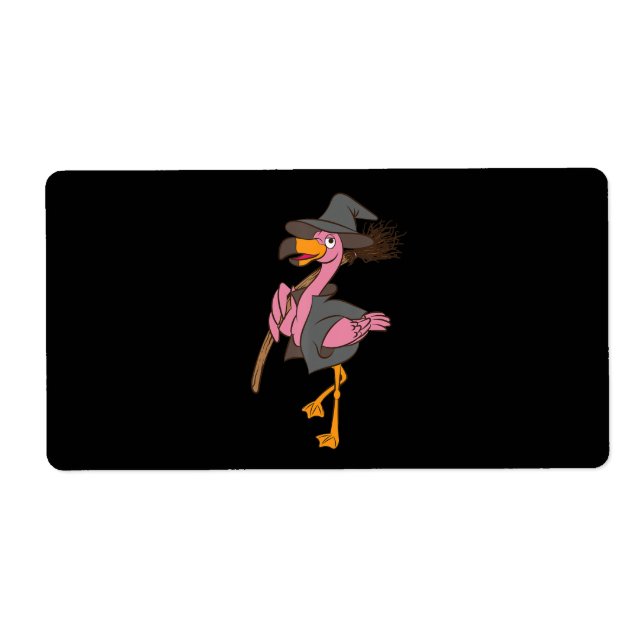 Flamingo | Halloween Flamingo Witch Cool Pink Bird Label (Front)