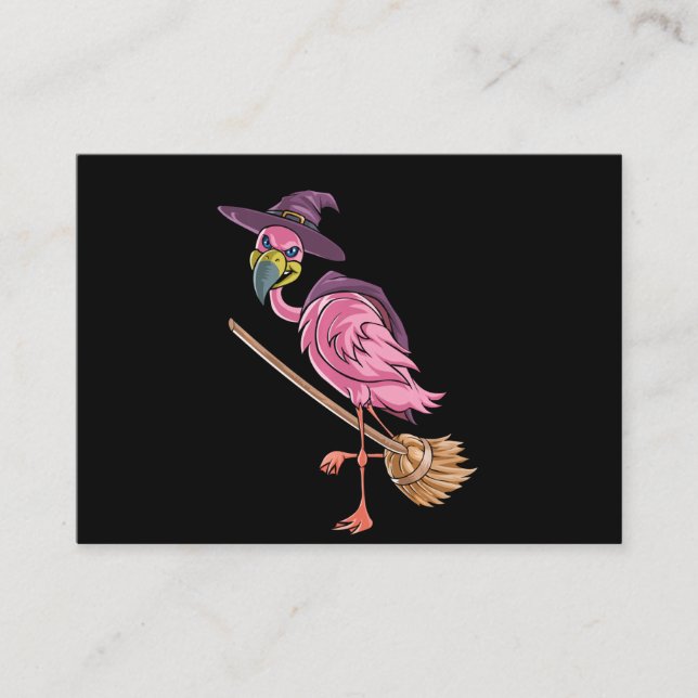 Flamingo | Halloween Flamingo Witch Scary Party Enclosure Card (Front)