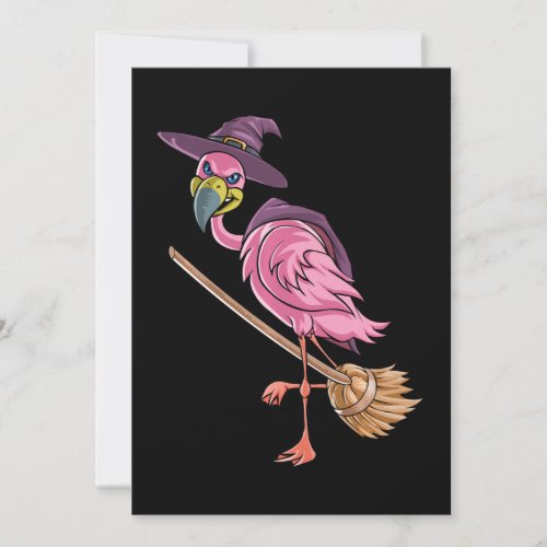 Flamingo  Halloween Flamingo Witch Scary Party Invitation