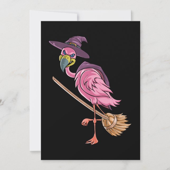 Flamingo | Halloween Flamingo Witch Scary Party Thank You Card (Front)