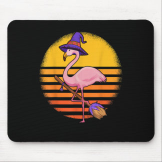Flamingo Halloween - Retro Sunset Flamingo Lover H Mouse Pad