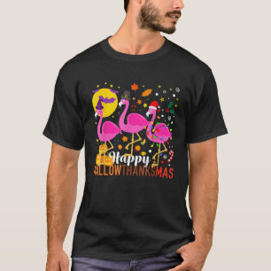 Flamingo Halloween Thanksgiving Christmas HallowTh T-Shirt