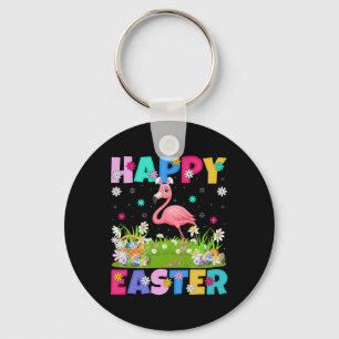 Flamingo Happy Easter Egg Hunt Bunny Ear Flamingo  Keychain
