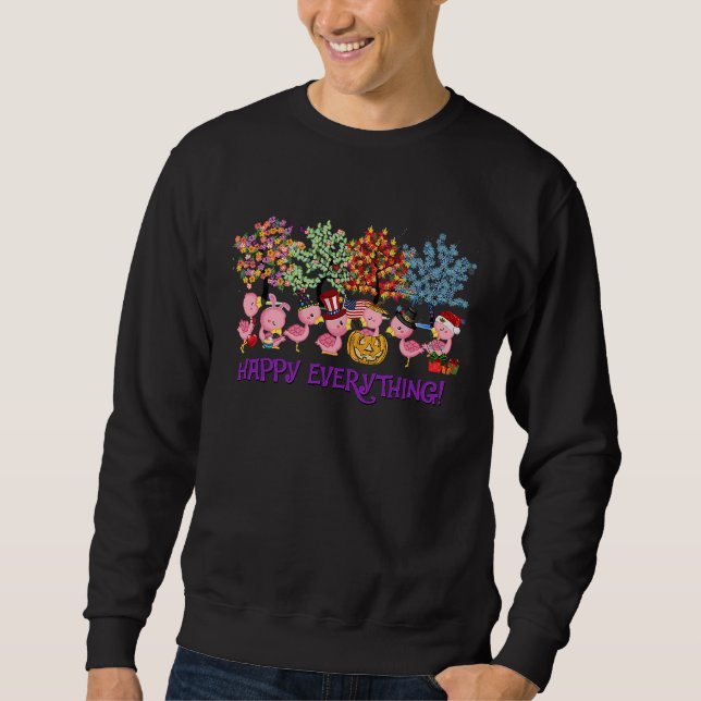 Flamingo Happy everything for Thanksgiving Christm Sweatshirt (Front)