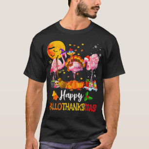 Flamingo Happy HalloThanksMas Halloween Thanksgivi T-Shirt