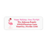 Flamingo Happy Holidays Florida Return Address Label at Zazzle
