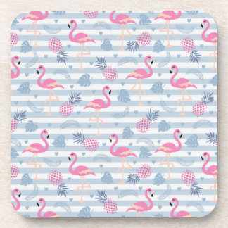 Flamingo Hard Plastic Coaster - Pink & Blue