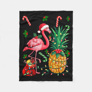 Flamingo Hawaiian Ne Christmas Lights Xmas  Fleece Blanket