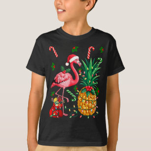 Flamingo Hawaiian Ne Christmas Lights Xmas T-Shirt