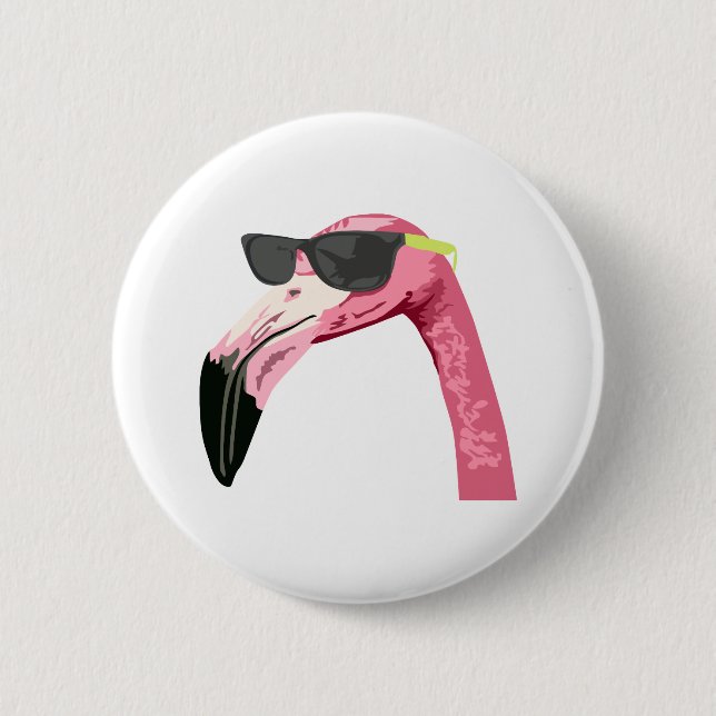 FLAMINGO HEAD PINBACK BUTTON (Front)