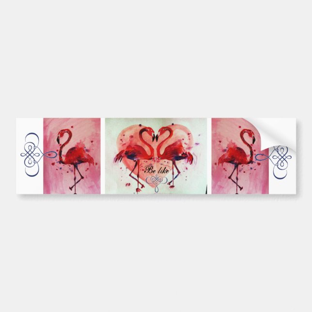 Flamingo/Heart (Be like) - Autoaufkleber Bumper Sticker (Front)