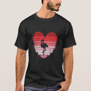 Flamingo Heart Love Valentines Day Vintage Retro S T-Shirt