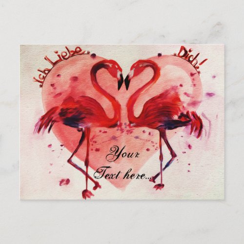 FlamingoHeart _ Postkartepostcard Vorlage Postcard