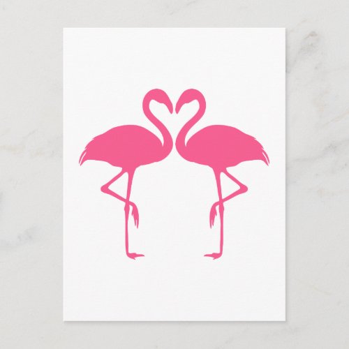 Flamingo heart two pink flamingos in love postcard