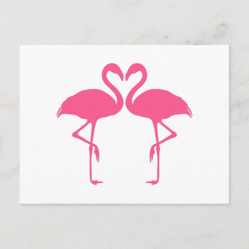 Flamingo heart two pink flamingos in love postcard