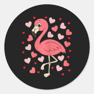 Flamingo Heart Valentines Day Cute Bird Animal Lov Classic Round Sticker